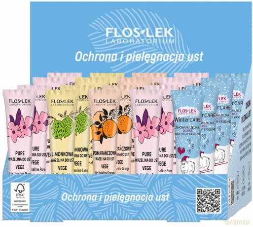 FLOSLEK Zestaw Wegańskie Wazeliny do ust - ochrona i pielęgnacja mix 20 sztuk