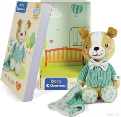 Clementoni 17417 Perrito+ Pete The Puppy Plush Toy for Babies, Ages 0 Months Plus, Multicoloured