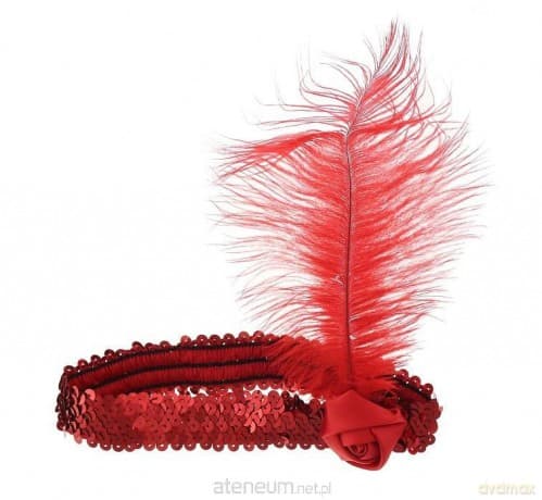 Opaska z piórem retro czerwona