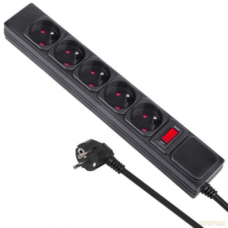 Listwa zasilająca, 5 gniazd z wyłącznikiem MCE219
