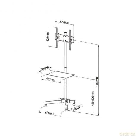 Stojak mobilny LCD/LED 23-55cali regulowany z półką, czarny