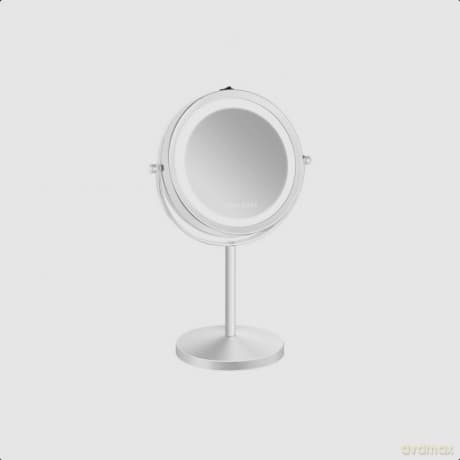 Gillian Jones - Table mirror with LED light & x10 magnification - White - 17.5 cm diameter, 32 cm height
