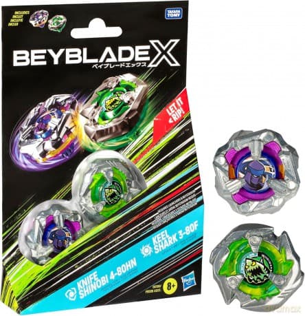 Beyblade X - Dual Pack - Knife Shinobi 4-80HN (Defense) & Keel Shark 3-80F (Attack)