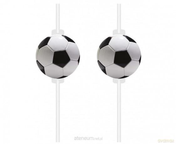 Rurki słomki z medalionem Football Party 4szt