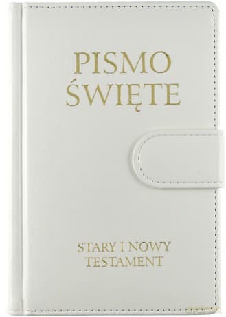 Pismo Święte ST i NT małe białe z zapięciem