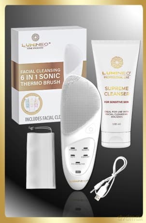 Szczoteczka do twarzy LUMINEO SONIC perłowa + żel do skóry wrażliwej