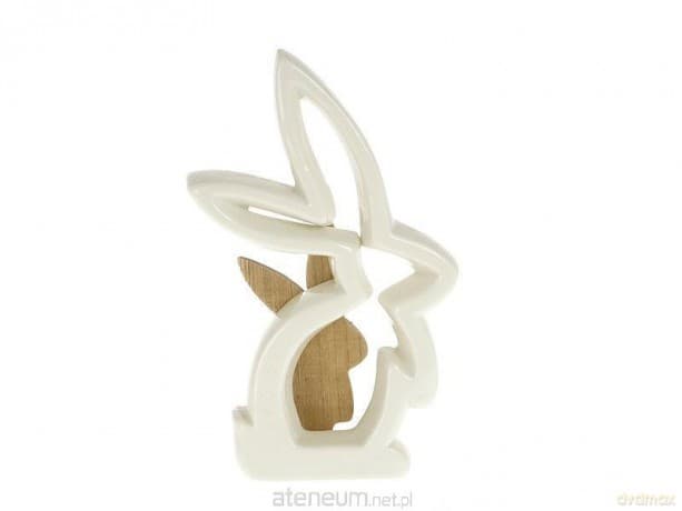 Figurka zając eko ceramika+drewno 14x5x22cm