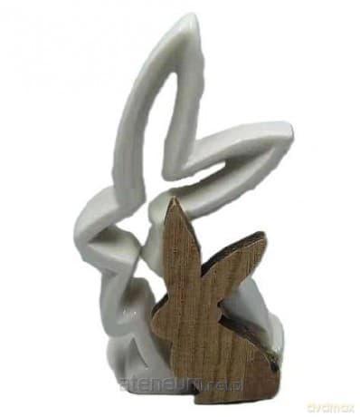 Figurka zając eko ceramika+drewno 15,5x4x16cm
