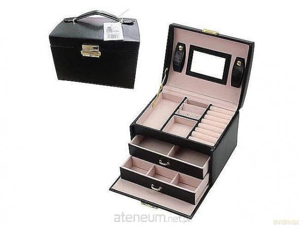 Kuferek na biżuterię czarny z ekoskóry