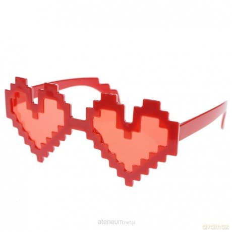 Okulary pixelowe serca