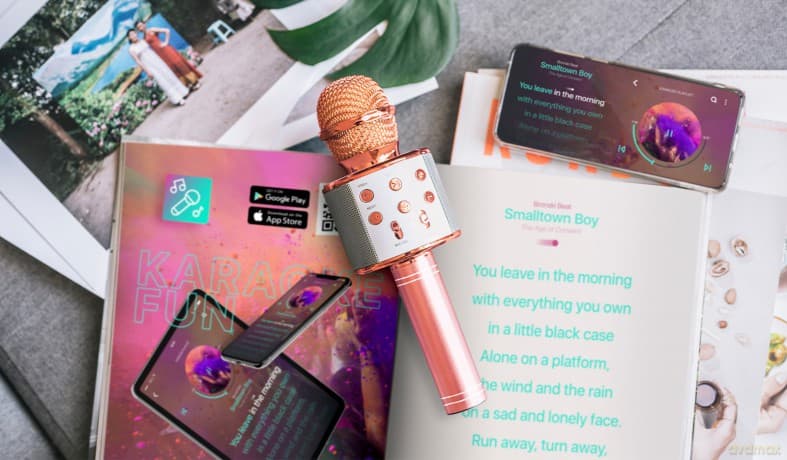 Forever mikrofon z głośnikiem Bluetooth BMS-300 Lite różowe złoto