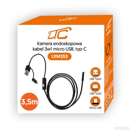 Kamera endoskopowa 3.5m obiektyw 8/7/5,5mm USB-C/Micro-USB LTC