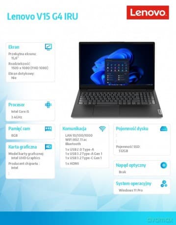 Laptop V15 G4 83A1008HPB W11Pro i5-13420H/8GB/512GB/INT/15.6 FHD/Business Black/3YRS OS