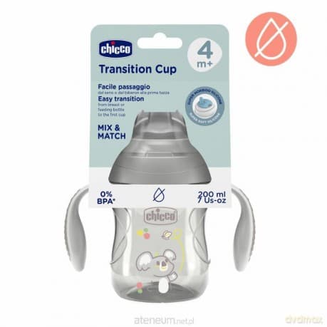 Kubek treningowy z miękkim ustnik 200ml szary 4m+