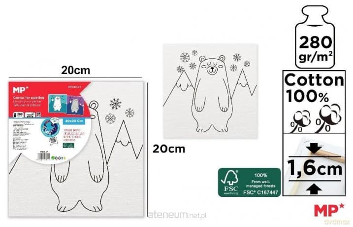 Płótno do malowania niedźwiedź 20x20