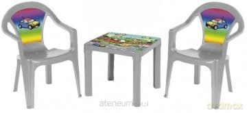 Stolik i dwa krzesła pastel szary