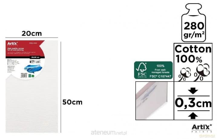 Tablica malarska 20x50x0,3cm 280G/m2