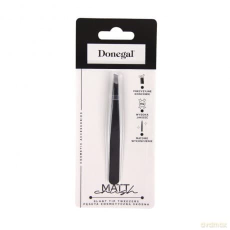 DONEGAL Mat Crush Pęseta kosmetyczna skośna - czarna matowa (4126)