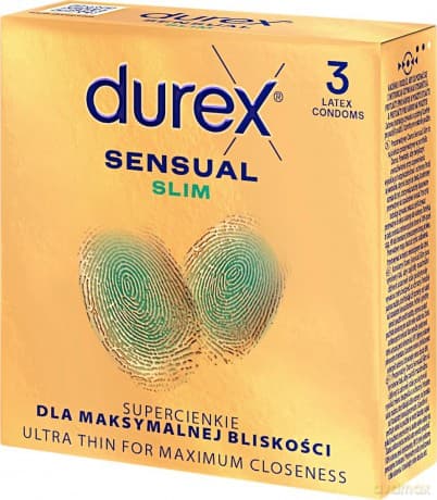 DUREX Sensual Slim Prezerwatywy supercienkie - zwężony kształt 1 op.-3 sztuki