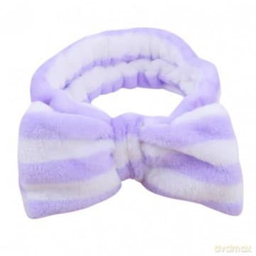 ECARLA Opaska kosmetyczna do włosów z kokardą fioletowo-biała OPK18FIO