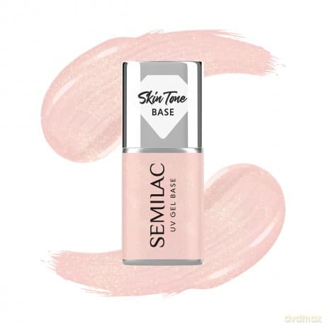SEMILAC Skin Tone Baza coverowa do lakierów hybrydowych półtransparentna Glitter Peach 7 ml
