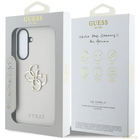 Guess Nakładka HC PU Grained Big 4G and Classic Logo do Samsung Galaxy A56 Beżowa