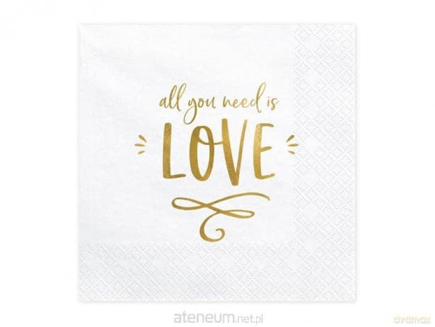 Serwetki All you need is love białe 33x33cm 20szt