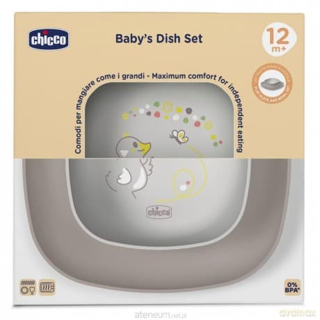 Zestaw 2 talerzy szary 12m+