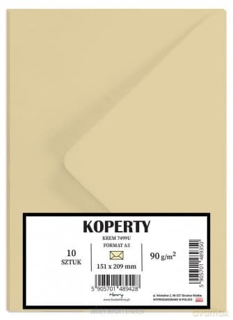 Koperty A5 kremowe 10szt