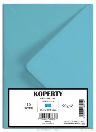 Koperty A5 niebieskie 10szt