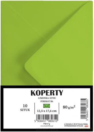 Koperty B6 limonka 10szt
