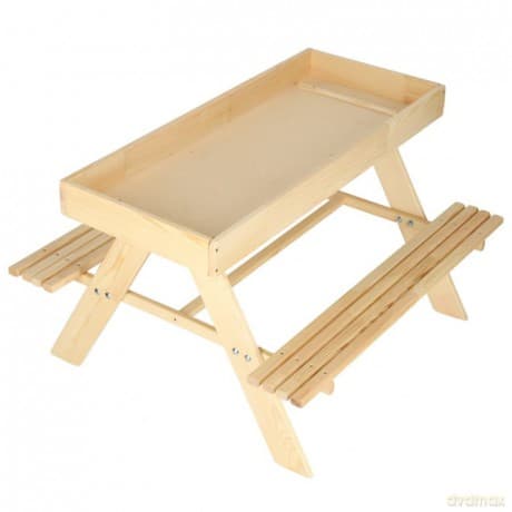 Zestaw drewniany ogrodowy stolik + 2 ławeczki