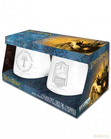 LORD OF THE RINGS - 2 Glass Set Prancing Pony & Gondor EUROPE