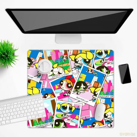Mata na biurko 50x45 Atomówki 019 The Powerpuff Girls Wielobarwny
