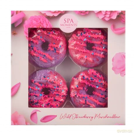 CHLAPU CHLAP Zestaw Spa Moments Donut do kąpieli o zapachu pianki poziomkowej 4 szt
