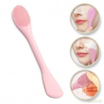 ECARLA Silikonowa szczoteczka do pielęgnacji twarzy z aplikatorem Różowa AK15R
