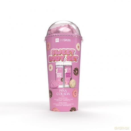 HISKIN Body Set Tuba Zestaw produktów do kąpieli - Sweet (żel do mycia ciała 100ml+balsam do ciała 100ml+myjka+kula 15g)
