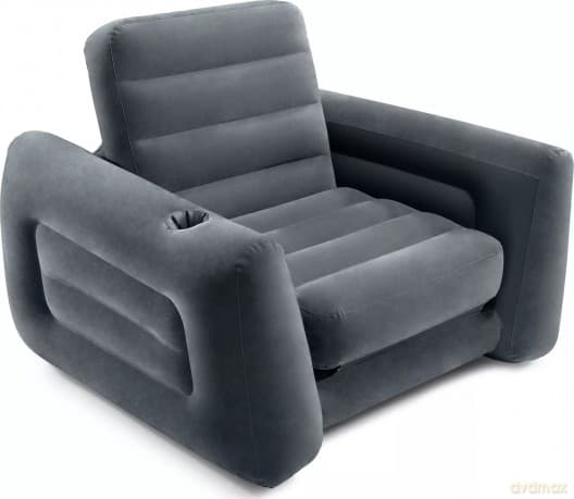 Kanapa flokowana rozkładana pojedyncza 117 x 224 x 66 cm, szara