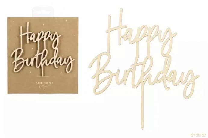 Topper drewniany Happy Birthday 16,5cm 32610