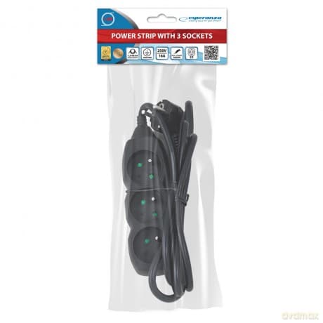 Listwa Zasilająca 3 Gn. 1.5m Czarna