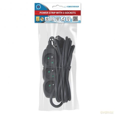 Listwa Zasilająca 3 Gn. 3m Czarna