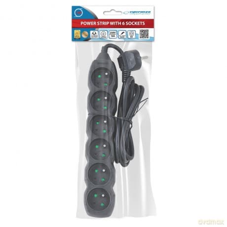 Listwa Zasilająca 6 Gn. 1.5m Czarna