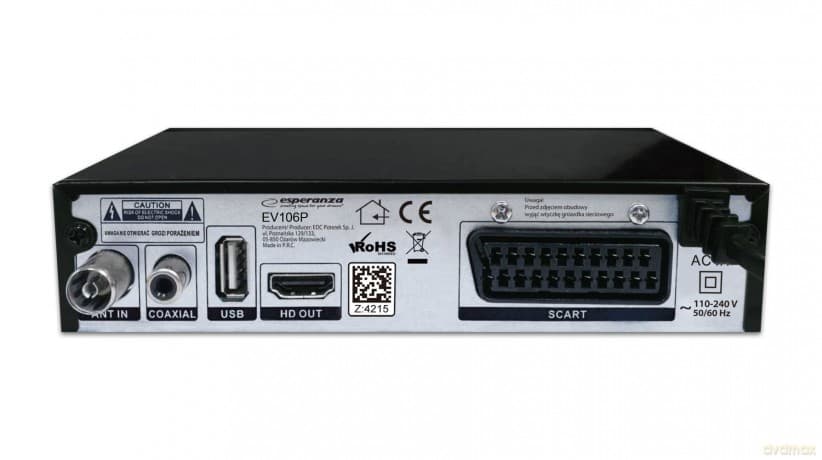 Tuner/Dekoder Cyfrowy Dvb-T2 H.265/Hevc Ev106p