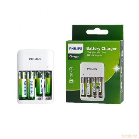 PHILIPS Czterokanałowa ładowarka do akumulatorów NiMH USB + 2xAA 1300mAh + 2xAAA 700mAh