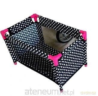 Łóżeczko-kojec dla lalek czarny w białe groszki