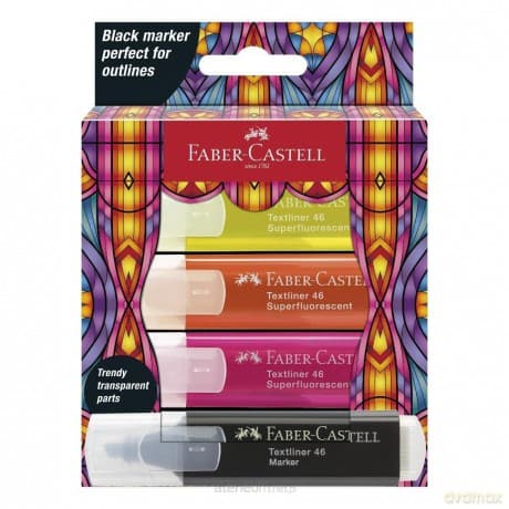 Zakreślacz Glassy 4 kolory neonowe + czarny