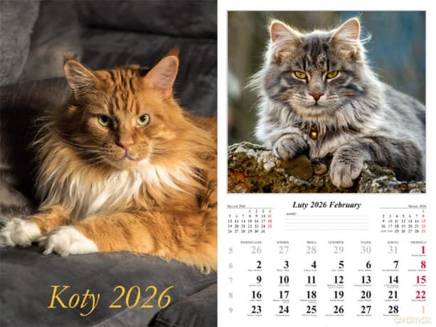 Kalendarz 2026 ścienny 7-k Koty