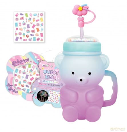 Kubek 750ml Miś z uchem i słomką