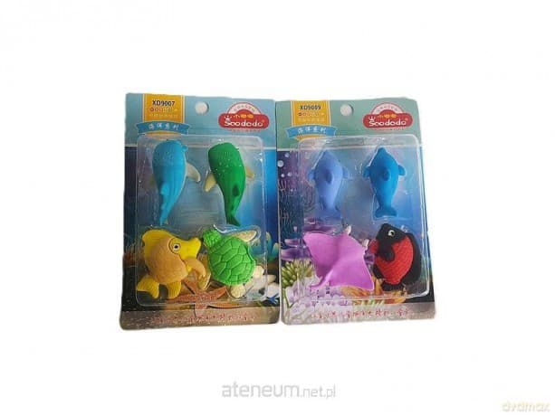 Gumki do ścierania zwierzęta morskie 4szt MIX