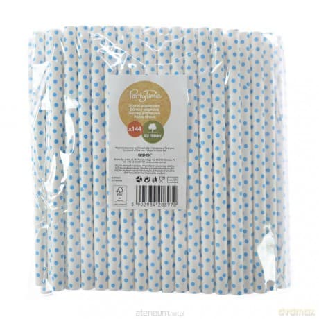 Słomki papierowe jumbo 10mm niebieskie 144szt